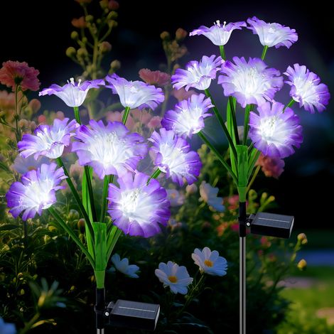 Lampe Solaire Fleurs Exterieure Jardin, 2 Pièces Lumière Solaire Fleur Extérieure, LED Lumiere Solaire Étanche IP65, Décoration pour Cour Chemins Pelouse Terrasse Clôture Fête Mariage Noël (1/5)