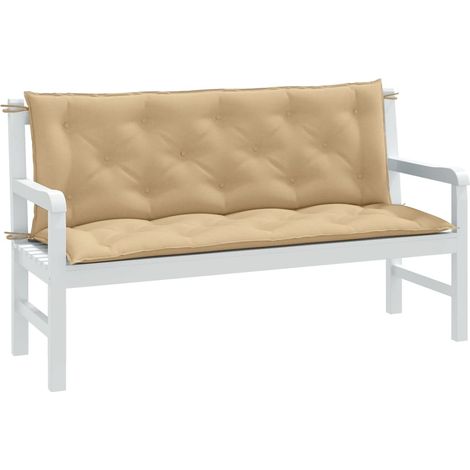Coussins de banc de jardin lot de 2 beige mélangé en polyester 150 x 50 x 7 cm - PANGIVO (1/5)