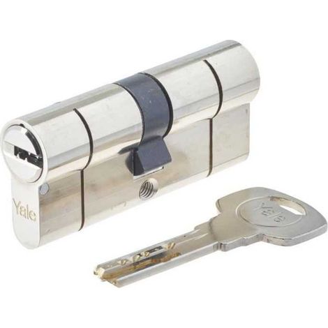 YALE Cylindre haute securite Serie 2100 debrayable 35x35 mm nickele, anti-crochetage, anti-percage et anti-bumping, 5 cles