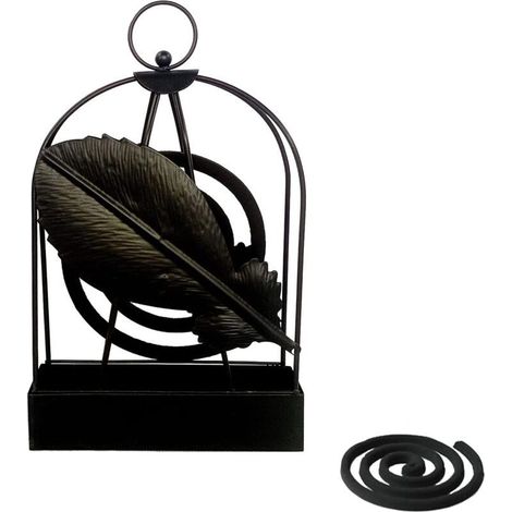 Support Bobine Anti-Moustique - En Fer Forgé Avec Finition Plastique Antirouille - Design Cage À Oiseaux Pour Évacuation Des Cendres - 1 Pièce (1/5)