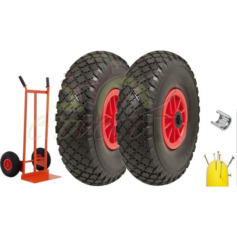 2 RUOTE PIENE ANTIFORATURA IN POLIURETANO 3.00-4 GOMME PU CARRELLO PORTA PACCHI CARRELLINO PORTATUTTO Union