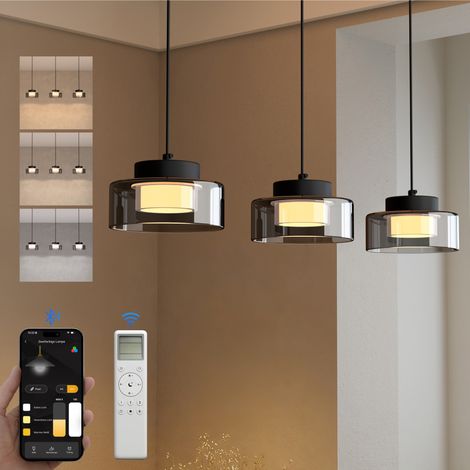 Pendelleuchte 70cm LED Hängelampe 3 Flammig 3000K/4000K/6000K Verstellbares Kabel Schwarz Hängeleuchte für Esszimmer Wohnzimmer Schlafzimmer 700mm (1/5)