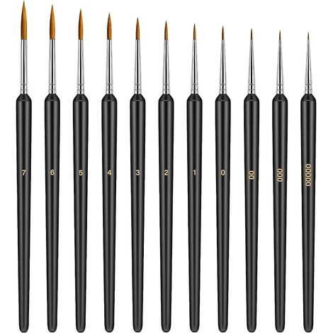 Pinceau Miniature Et Pinceaux Fin 11 Pièces Set De Micro Pinceaux Plusieurs Tailles De Pointe pour La Peinture Acrylique Et l'art du Croquis (1/5)