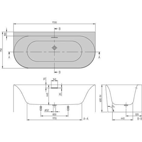 Villeroy & Boch Loop & Friends Oval Duo Vorwand-Badewanne, 170 x 75 cm