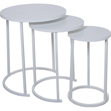 Table gigogne épurée pour intérieur chic et pratique - Blanc paba bois (1/4)