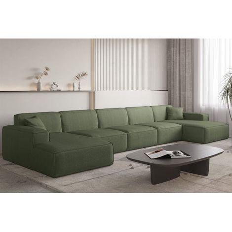 Wohnlandschaft Sofa U-Form CELES PREMIUM XL in Stoff Scala Forest (1/3)
