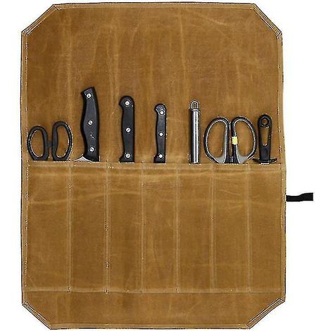 Aufbewahrungstasche für ein professionelles Kochmesseretui, faltbares Etui aus gewachstem Canvas für Küchenmesser (1/3)