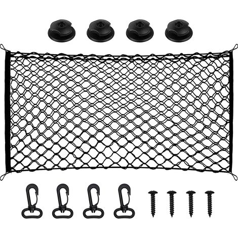 Filet de Rangement Coffre de Voiture 40x110cm Filet Voiture pour Chien Sac de Rangement Arrière de Voiture Filet de Rangement Coffre de Voiture en Maille Bagage
