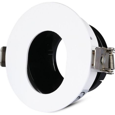 Portalámparas LED empotrable GU10 redondo y ajustable V-TAC con orificio ovalado, color blanco con interior negro (1/5)