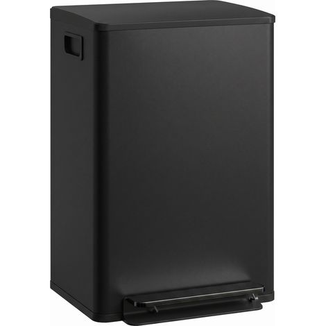 Poubelle de cuisine - HOMCOM - 50L - seau intérieur amovible - pédale, fermeture douce - acier inoxydable - 41,7x36,6x62cm - noir (1/5)