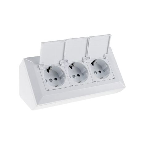 CHILITEC Steckdosenblock 23930, 3-fach, mit Schutzklappen, 250V/16A, weiß (1/5)