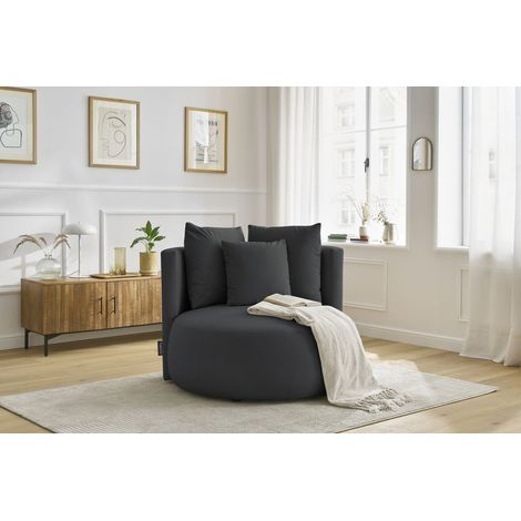 BOBOCHIC - Fauteuil CESAR velours Gris foncé (1/5)