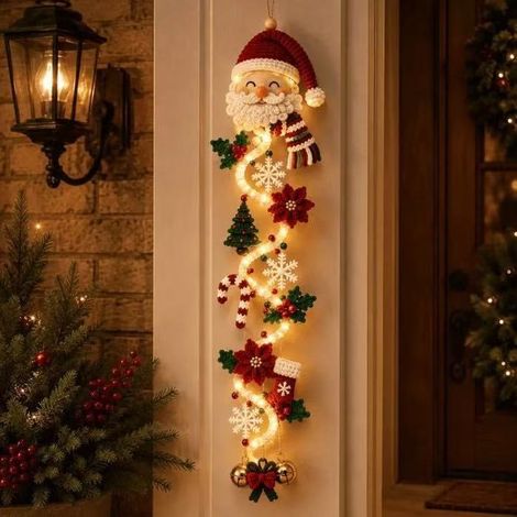 New Glowing Christmas Door Hanger - Ornament - Santa Claus -