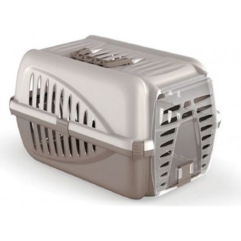 TRADE SHOP - Trasportino In Plastica Per Animali Panzer Made In Italy 50 X 33 X 21 Cm - Grigio (1/2)