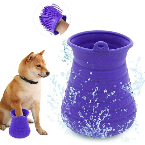 Set de 2 brosses nettoyantes et massantes en silicone pour pattes de chien, nettoyeur d'orteils, masseur animal (1/5)