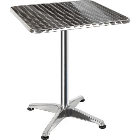 Yongqing – Table haute carrée en aluminium 70/110 cm – Plateau en acier inoxydable – Base pliable – Pour événements et terrasses (1/5)