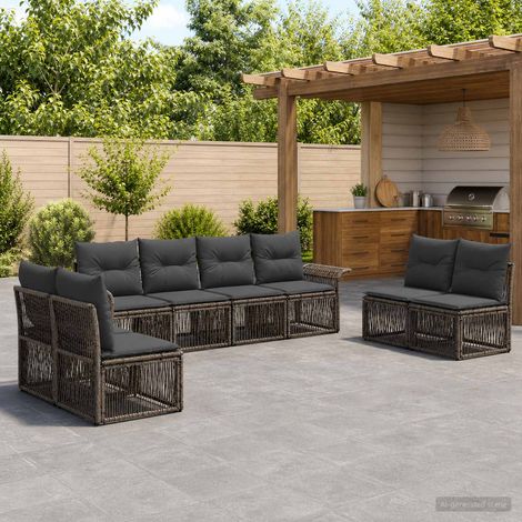 vidaXL Ensemble de canapé de jardin 8 pc Gris polyrotin (1/5)