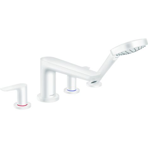 HANSGROHE Talis E grifo monomando para bañera y ducha con 4 orificios blanco mate (1/2)