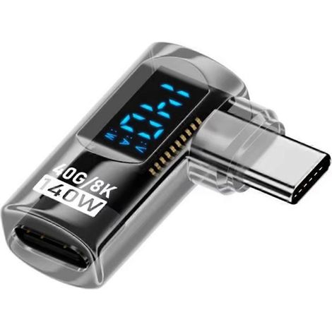 Adaptateur USB-C à angle droit (90°) en forme de U, transfert de données 40 Gbit/s, alimentation PD 140 W, convertisseur USB 4.0 8K 60 Hz, B