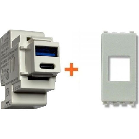 Perry presa USB A + C 3A compatibile Vimar Eikon bianco - 1MCUSB002B