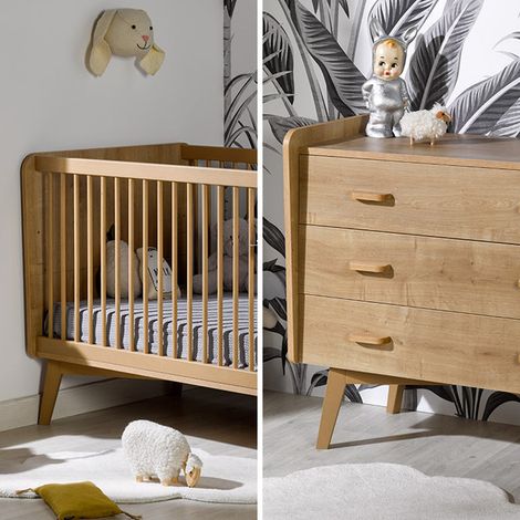 Lit bébé évolutif et commode grand modèle Maelyne Bois (1/5)