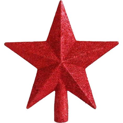 Roter Kunststoffstern, 20 cm, glitzernd, unzerbrechlich, Weihnachtsbaumschmuck (1/5)