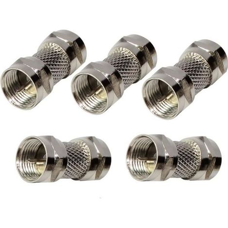 AERZETIX: 5x Connecteur raccord coupleur fiche F mâle-mâle coaxial satellite antenne tv télé