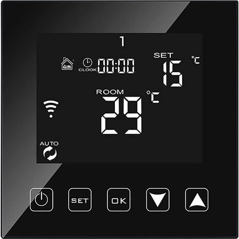 Smart WiFi Thermostat for Boiler/Water Underfloor Heating 3A Wired Alexa/Google Assistant/Tuya Smart Life APP Compatible, Programmable Room Thermostats Boiler Black (1/5)