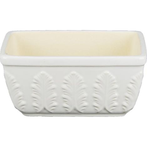 Vaso per bonsai rettangolare in gres smaltato bianco 12,5x8x6 cm - A19 (1/2)