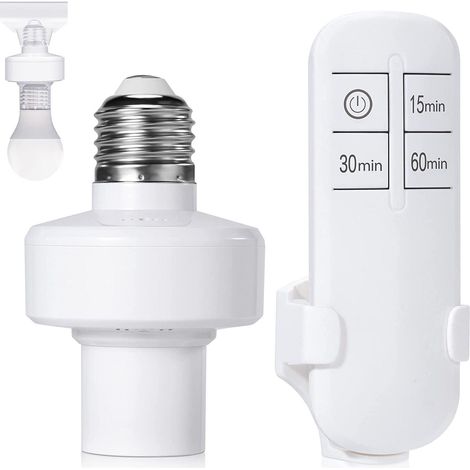 Prise De Lampe Avec Télécommande - Socket E26 E27 - Minuterie 15 30 60 Min - Pour Éclairage Intérieur Garage Sous-Sol Escalier - 1 Pièce (1/5)