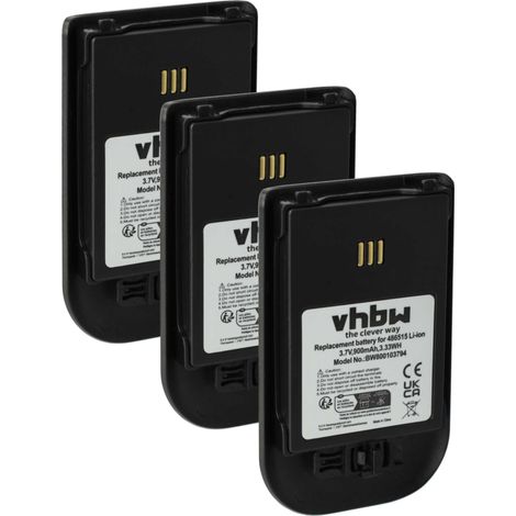 vhbw 3x Akku Ersatz für Siemens S30122-X8008-X38, L30250-F600-C325 für schnurlos Festnetz Telefon (900 mAh, 3,7 V, Li-Ion) Schwarz (1/5)