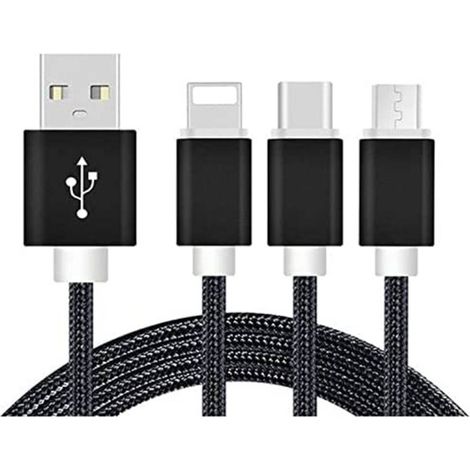 REEKIN Câble de charge USB USB-A mâle, USB-C® mâle, USB-Micro-B mâle, Connecteur Lightning 1.20 m noir 4260272282320 S562132