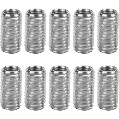 10 Gewindeeinsätze mit Langloch, Innengewinde M6 1,0, Außengewinde M8 1,25, Länge 15 mm - Crezuo