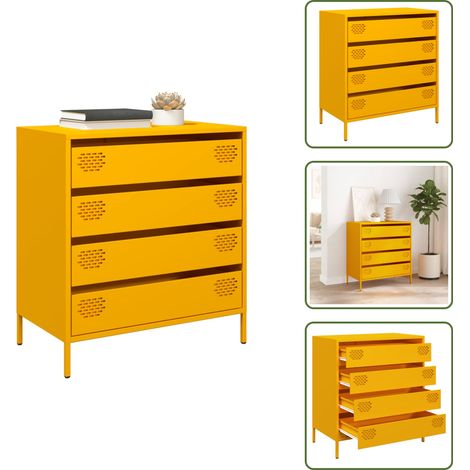 vidaXL Buffet jaune moutarde 68x39x73,5 cm acier laminé à froid (1/5)