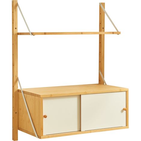Estantería de diseño atemporal para salón/dormitorio mueble de almacenaje de pared 85 x 65 x 34 cm bambú natural 030011297 (1/5)
