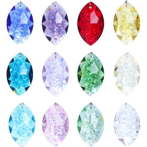 12 pièces prismes en cristal 38mm multicolore – attrape-soleil décoration de fenêtre avec suspension (1/4)