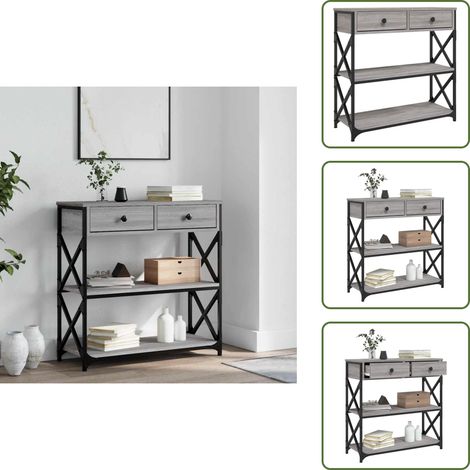 The Living Store Table console sonoma gris 75x28x75 cm bois d'ingénierie - Table Basse - Table D'appoint - Meuble D'entrée - Table Console - Design Industriel (1/5)