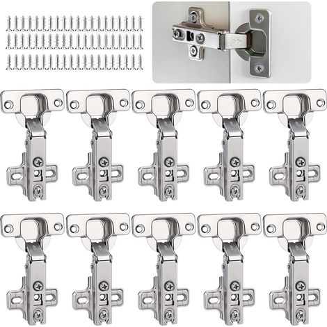 10 PCS Charnières d'armoire, Charnière à Rouleau Froide avec vis, Full Overlay Mute Kitchen Units Charnières de porte pour salle de bain Chambre à coucher Salle à manger (1/5)