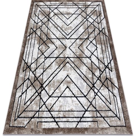 Modern Teppich COZY Tico, Geometrisch- Strukturell zwei Ebenen aus Vlies braun brown 160x220 cm