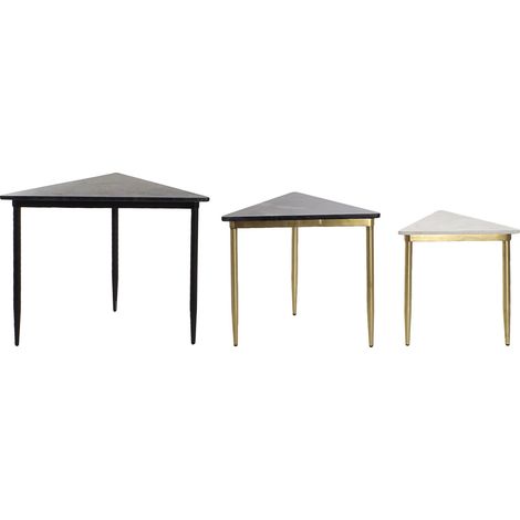 Set de 3 tables gigognes en marbre et métal -PEGANE- (1/4)