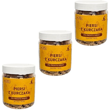 3 pechugas de pollo liofilizadas de 80 g para perros y gatos  bajas en calorías  minerales  vitaminas  premio saludable