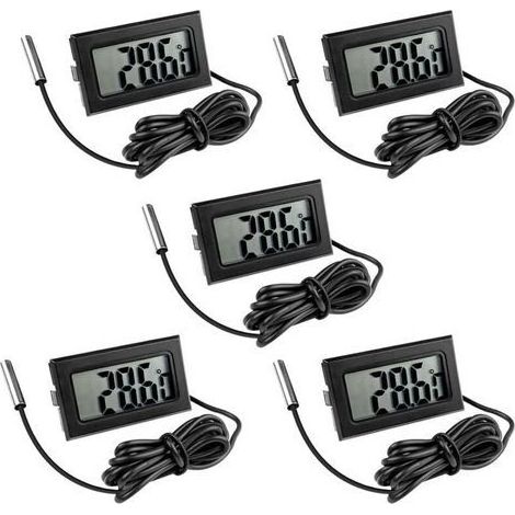 CSPARKV 5 Pièces Thermomètre Frigo Digital, Sonde Temperature Numérique avec Écran LCD, Thermomètre Température avec Sonde de Température Capteur Testeur pour Réfrigérateur Congélateur Aquari (1/5)
