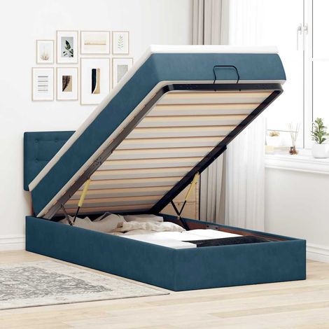 vidaXL Lit ottoman avec matelas et LED bleu foncé 80x200cm velours (1/5)