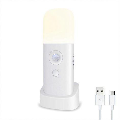 Veilleuse à détecteur de mouvement, veilleuse LED à intensité variable, idéale pour éclairer une chambre ou un couloir, lumière blanche (1/5)
