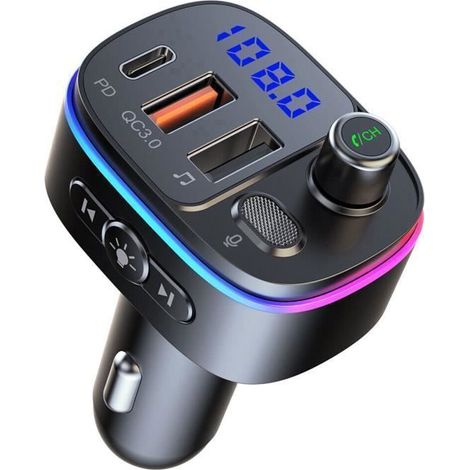 Transmetteur FM Bluetooth 5.3 - Lot de 10 - Charge Rapide QC3.0 & PD18W - Appels Mains Libres - Assistant Vocal-Ywey (1/4)