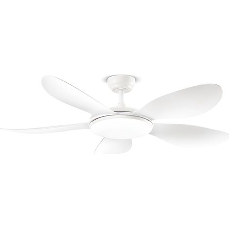 Ventilatore da soffitto in metallo bianco 130 cm, 36W LED, 6 velocità, Telecomando incluso, luce dimmerabile con temperatura regolabile - Perenz (1/2)