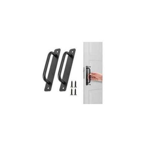 Lot de 2 poignées de porte de grange coulissante, poignée de porte de grange en alliage d'aluminium noir pour armoire de cuisine, salle de bain (148 mm) (1/4)