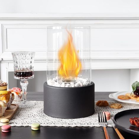 Chimenea de mesa de bioetanol ZOLGINAH Cinnani con vista de llamas de 360° - Elegante chimenea de alcohol para interiores (1/5)