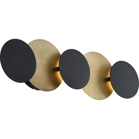 Moderne Wandleuchte Schwarz mit Gold inkl. LED 3-Stufen-Dimmbar 5-Licht - Sunrise 3