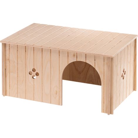 Ferplast – Maison pour lapins et lapins béliers en bois FSC – Dimensions 52 x 31 x h 26 cm – Entrée latérale et toit plat pour confort